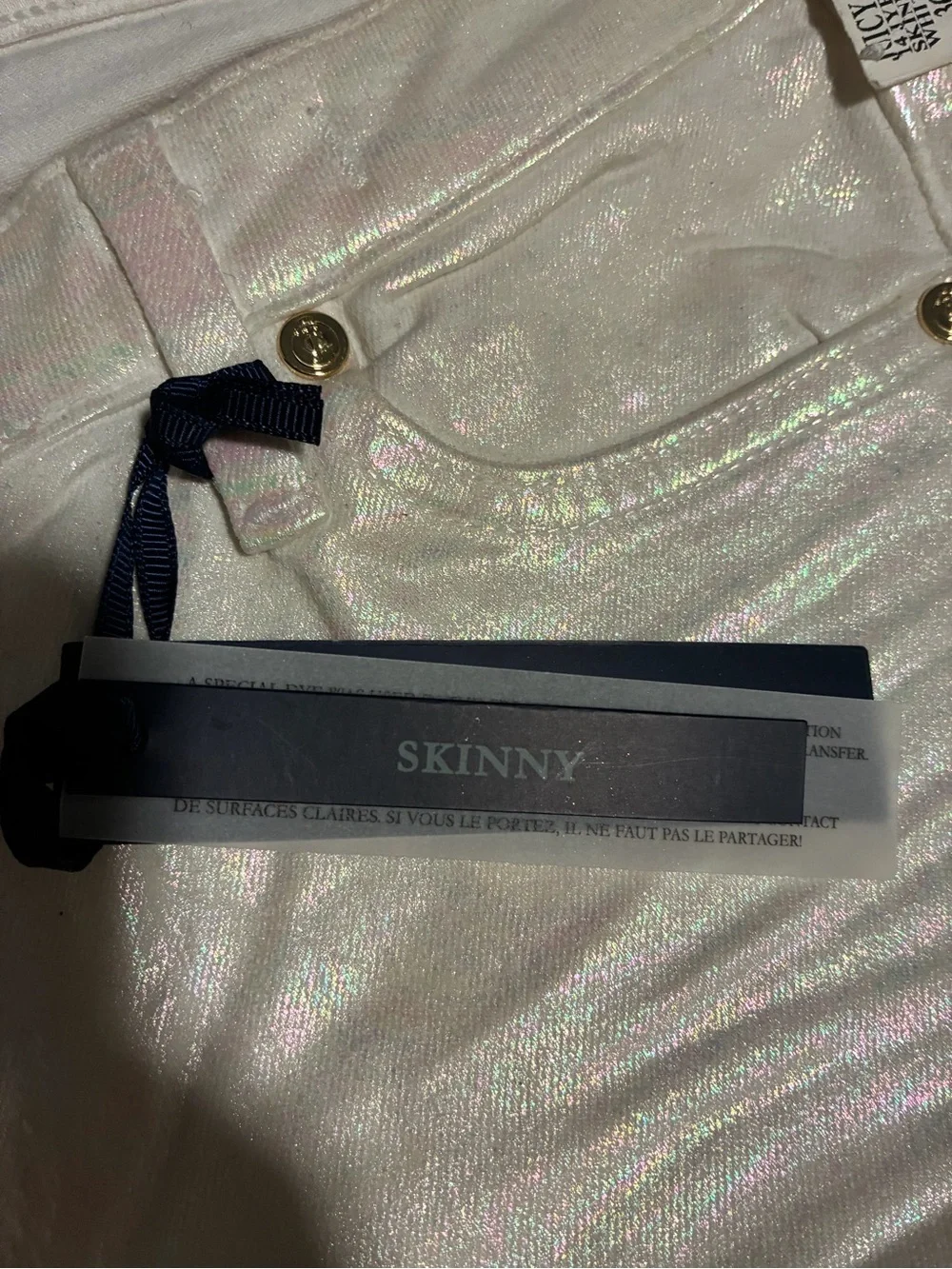 Juicy Jean Couture Jeans Shimmery Cream Skinny Jeans
